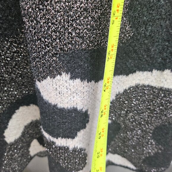 New With Tags Nine West Black Cream And Metallic Gray Camo Long Cardigan Size Me - Picture 6 of 11